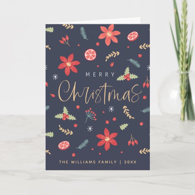 Glad Jul Kul Blomma Helgkort (Framsida)