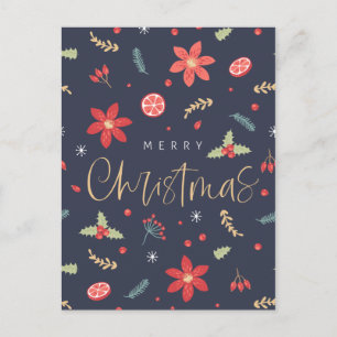 Glad jul Kul blommig Helg Vykort