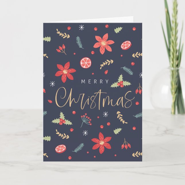 Glad jul Kul blomster Helgkort (Framsida)