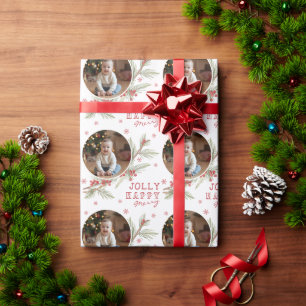 Glad Jul Kul Personlig Foto Högtidlig Present Presentpapper