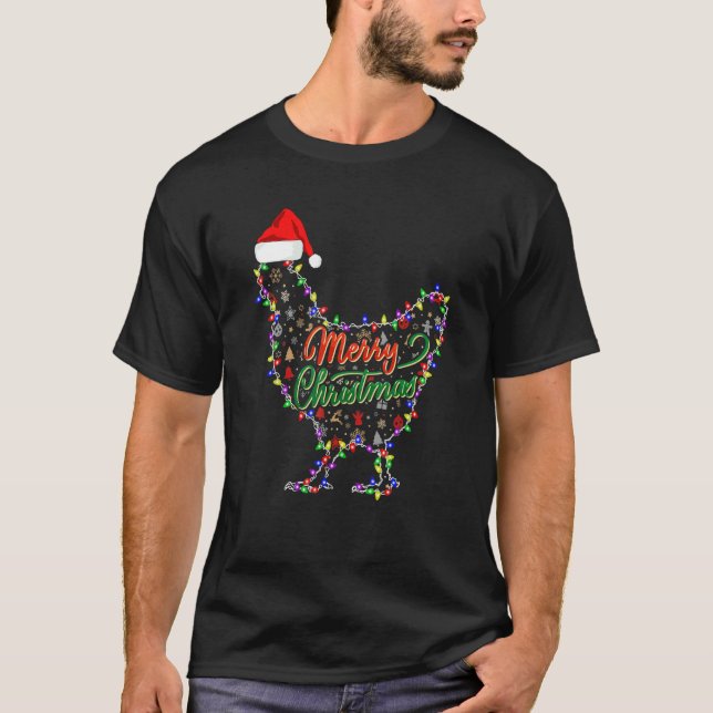 Glad jul Kyckling  Kyckling Tomte Hatt Ljus  T Shirt (Framsida)
