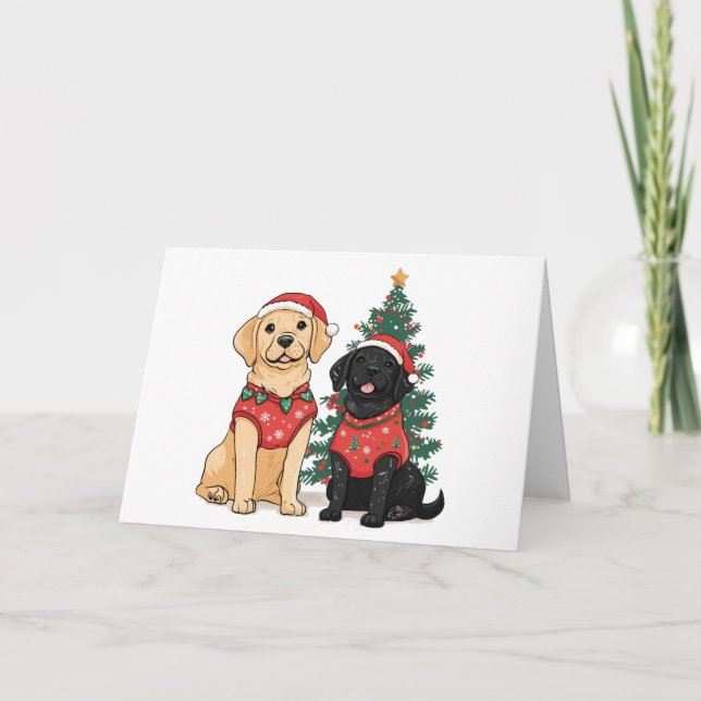Glad jul Labrador Retriever Hundar Helgkort (Framsida)