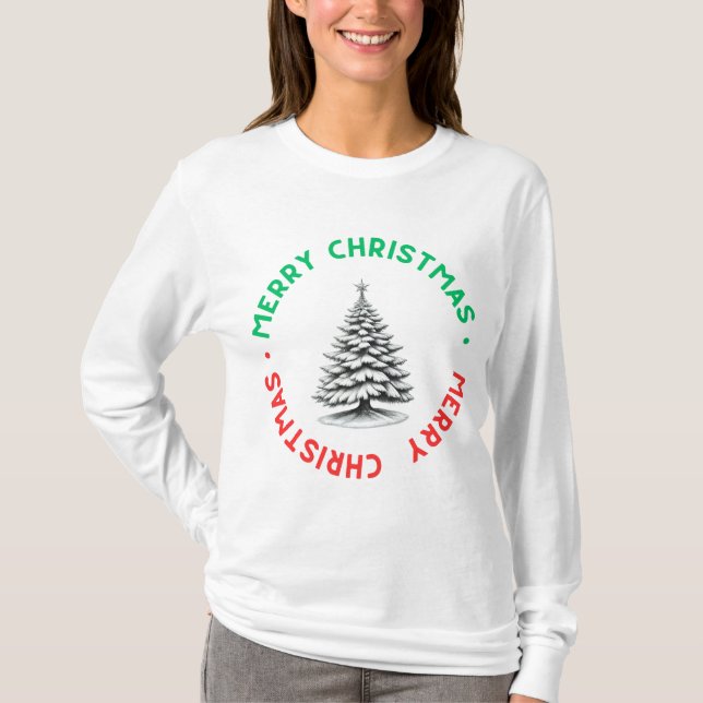Glad jul långärmad t-shirt (Framsida)