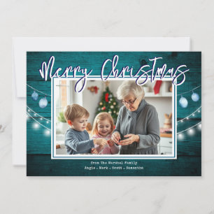 Glad jul lantlig trädfoto julkort