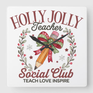 Glad Jul Lärare Social Klubb Lär Ut Kärlek Inspire Fyrkantig Klocka