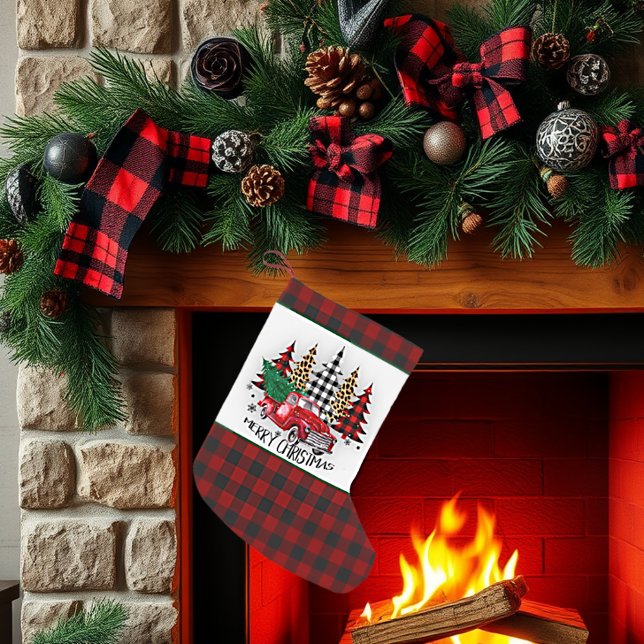 Glad jul lastbil och träd liten julstrumpa (Skapare uppladdad)