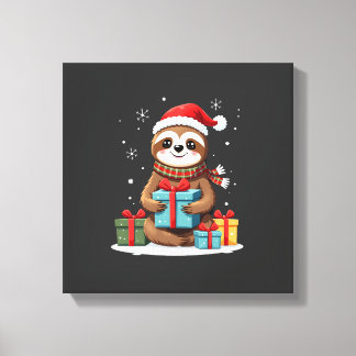 Glad Jul lata söta jul lutan jultomte mössa Xmas Canvastryck