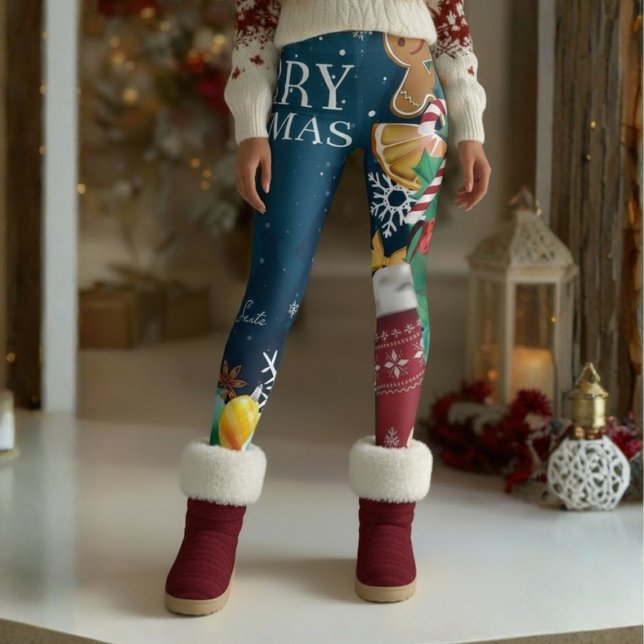 Glad jul-leggings – Festlig glädje från topp till  Leggings (Celebrate the magic of the season with our Merry Christmas Leggings by Becky Boom.)
