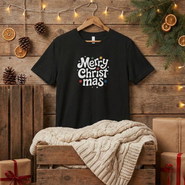 Glad jul Lekfull Skrift Herr Svart T Shirt (Skapare uppladdad)