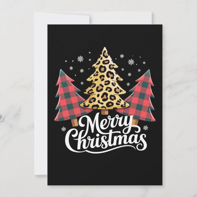 Glad Jul Leopard Randig Julgran Jul Högtid Julkort (Framsida)