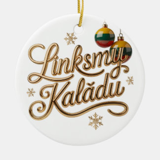 Glad jul | Litauisk God Jul Guld Julgransprydnad Keramik