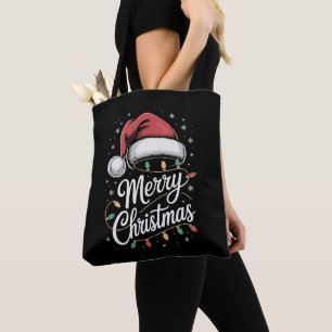 Glad jul Ljus Tomte Hatt Jul Familj Tygkasse