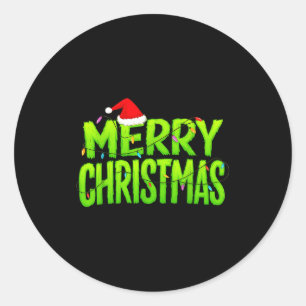 Glad jul Ljus Tomte Hatt Pyjamas Xmas Humor Runt Klistermärke