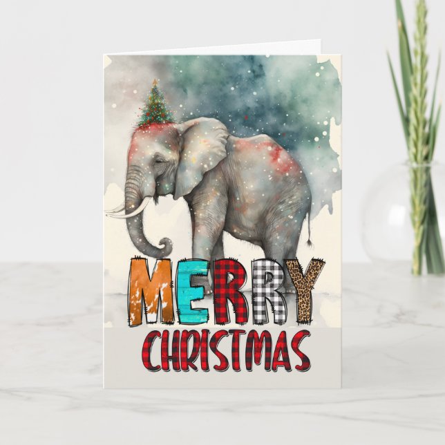Glad jul Lycklig Elefant-kort Kort (Framsida)