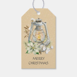 Glad jul Lykt Snö Vinter Present Tag Presentetikett