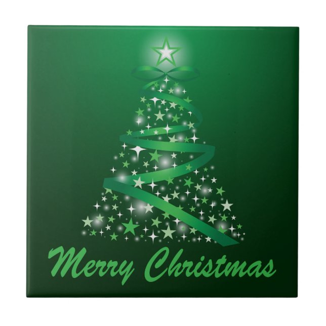 Glad jul Lysande träd Kakelplatta (Framsidan)