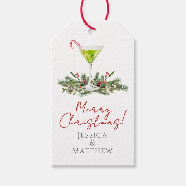 Glad jul Martini och Misteltoe Par Presentetikett (Framsidan)