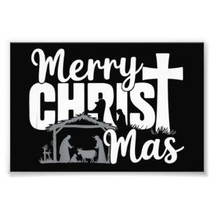Glad Jul Mas Kristetid Jul Jesus Familj Fototryck