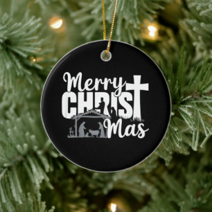 Glad Jul Mas Kristna Jul Jesus Familj Julgransprydnad Keramik