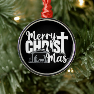 Glad Jul Mas Kristna Jul Jesus Familj Julgransprydnad Metall