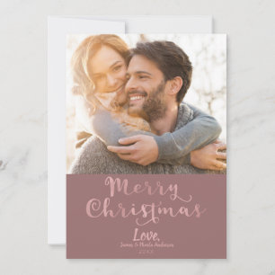 Glad jul Mauve Rosa Whimsical Holiday Foto Julkort