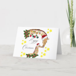 Glad jul med en kärleksfull girafffamilj helgkort