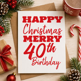 Glad jul Merry 40-årsdag Färgglad Kort