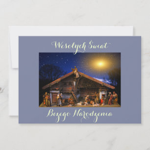 Glad jul Merry Christmas-kort på polska Meddelande