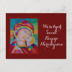Glad jul Merry Christmas-kort på polska Vykort