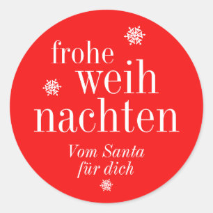 Glad jul Merry Christmas Tyska Runt Klistermärke