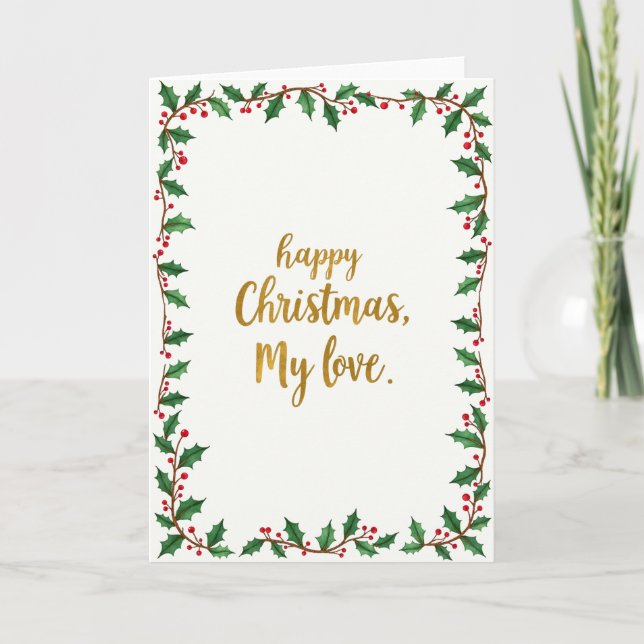 Glad jul, min älskade vattenfärgshollykort kort (Framsida)