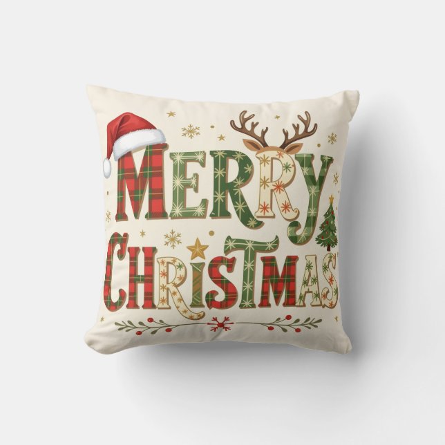 Glad jul minimal chic kudde (Framsida)