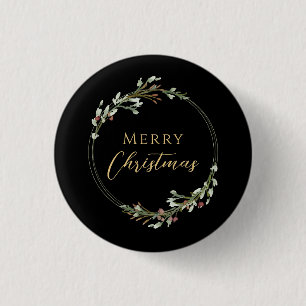Glad jul Minimalist Krans Svart Knapp