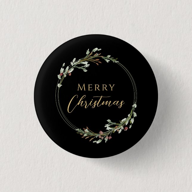 Glad jul Minimalist Krans Svart Knapp (Framsida)