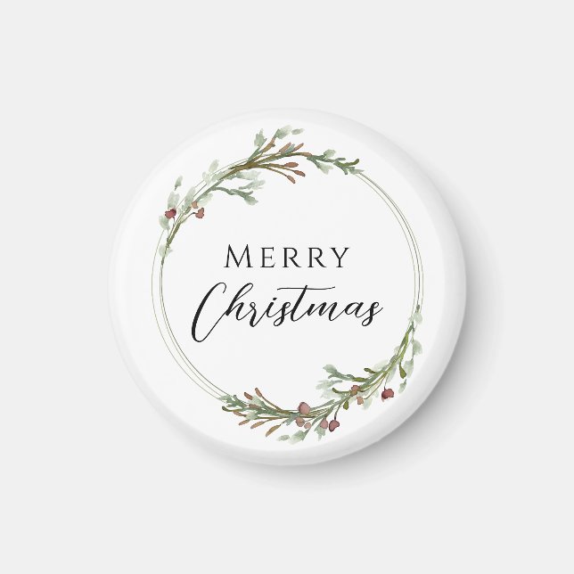 Glad jul Minimalist Krans Vit Magnet (Framsidan)