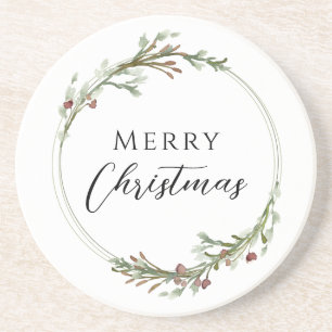 Glad jul Minimalist Krans Vit Underlägg