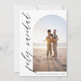 Glad Jul Minimalistisk Båge och Kalligrafi Foto Julkort