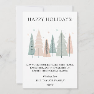 Glad jul minimalistisk boho skogsträd julkort