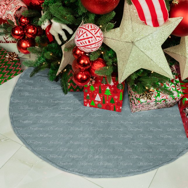 Glad jul minimalistisk skrift julgransmatta borstad polyester (Skapare uppladdad)