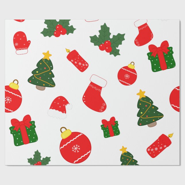 Glad Jul Minnessamling Mönster Presentpapper (Platt)