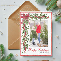 Glad jul Mistel Red Bow Familjefoto