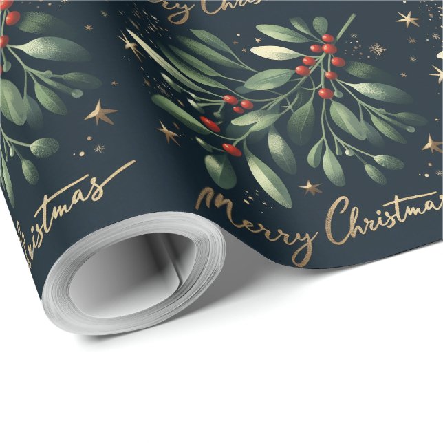 Glad jul Mistelkrans Presentpapper (Rullad Hörn)