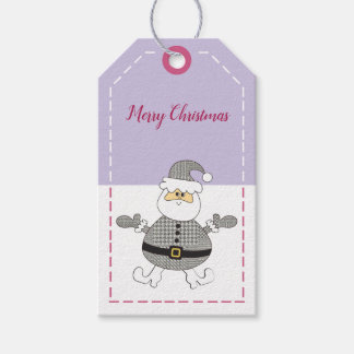 Glad jul Mode Rutigt Mönster Tomte Presentetikett