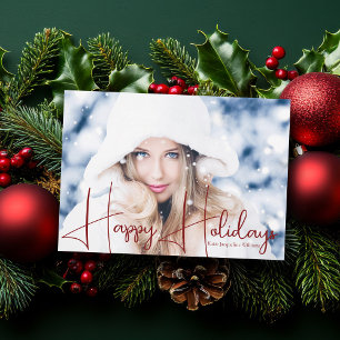 Glad jul-modell Headshot Röd Script Overlay Julkort