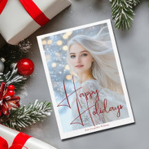 Glad Jul Modell Skådespelerska Headshot Röd Skrift