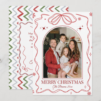Glad jul modern 1 familjefoto söt enkel julkort