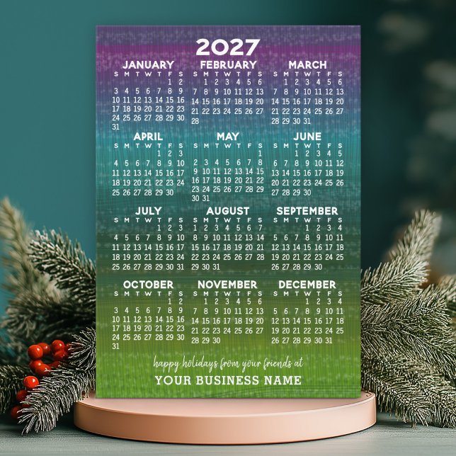 Glad jul Modern Abstrakt 2027 Kalender Julkort (Holiday Card with a 2027 Calendar)