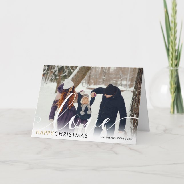 Glad jul Modern Foto Stilig Skrift Kärlek Helgkort (Framsida)