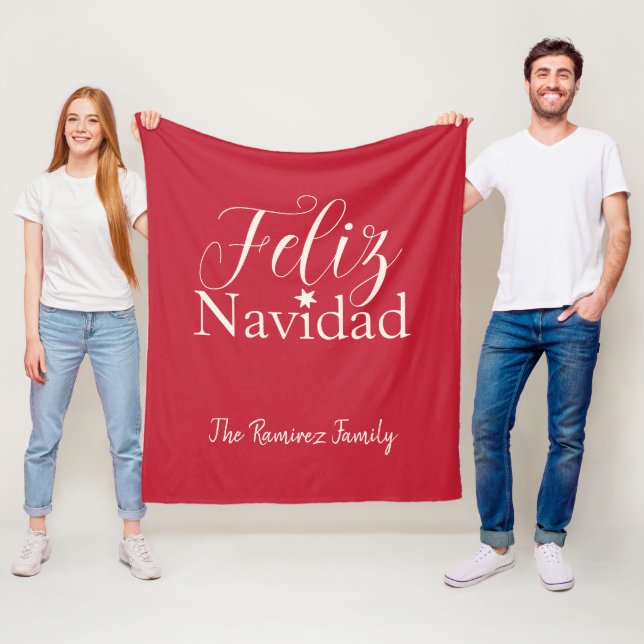 Glad jul  Modern jul för familjen  Fleecefilt (På plats)