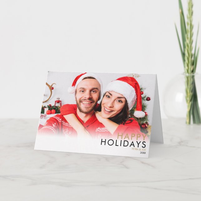 Glad jul modern julgran par foto helgkort (Framsida)